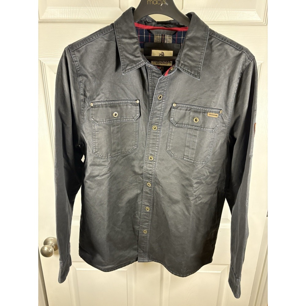 Legendary Whitetails Journeyman Shirt Jacket Mens Large L Gray Flannel Lined Wax